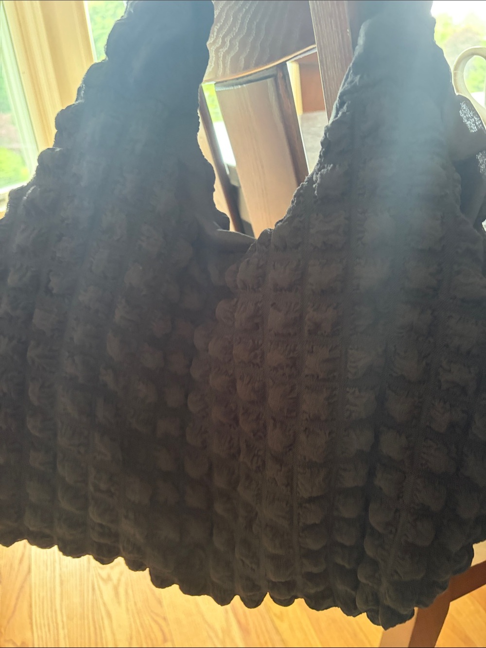 NWT Textured Waffle Tote Bag in Black - Unbranded